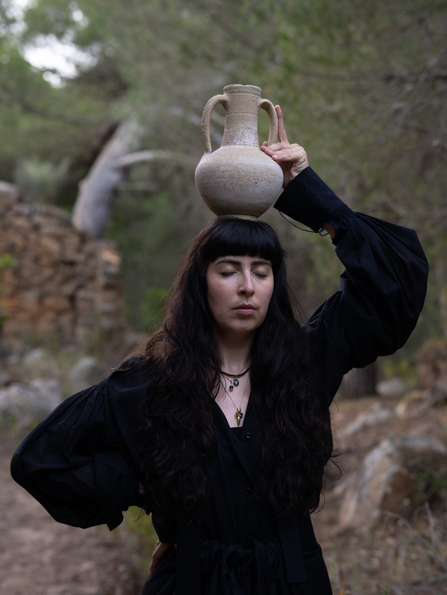 S'Ogu - Collana ossidiana e margherita - immagine 5